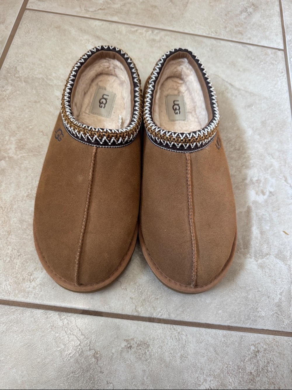 UGG Women’s Chestnut Brown Suede Slip-On Slippers - Picture 2 of 6